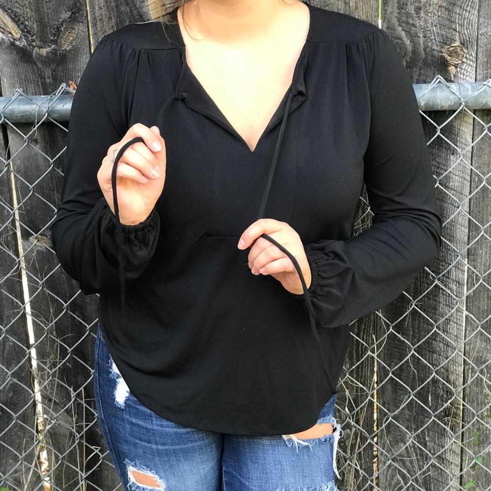 Allison Brittney Black Polyester Top